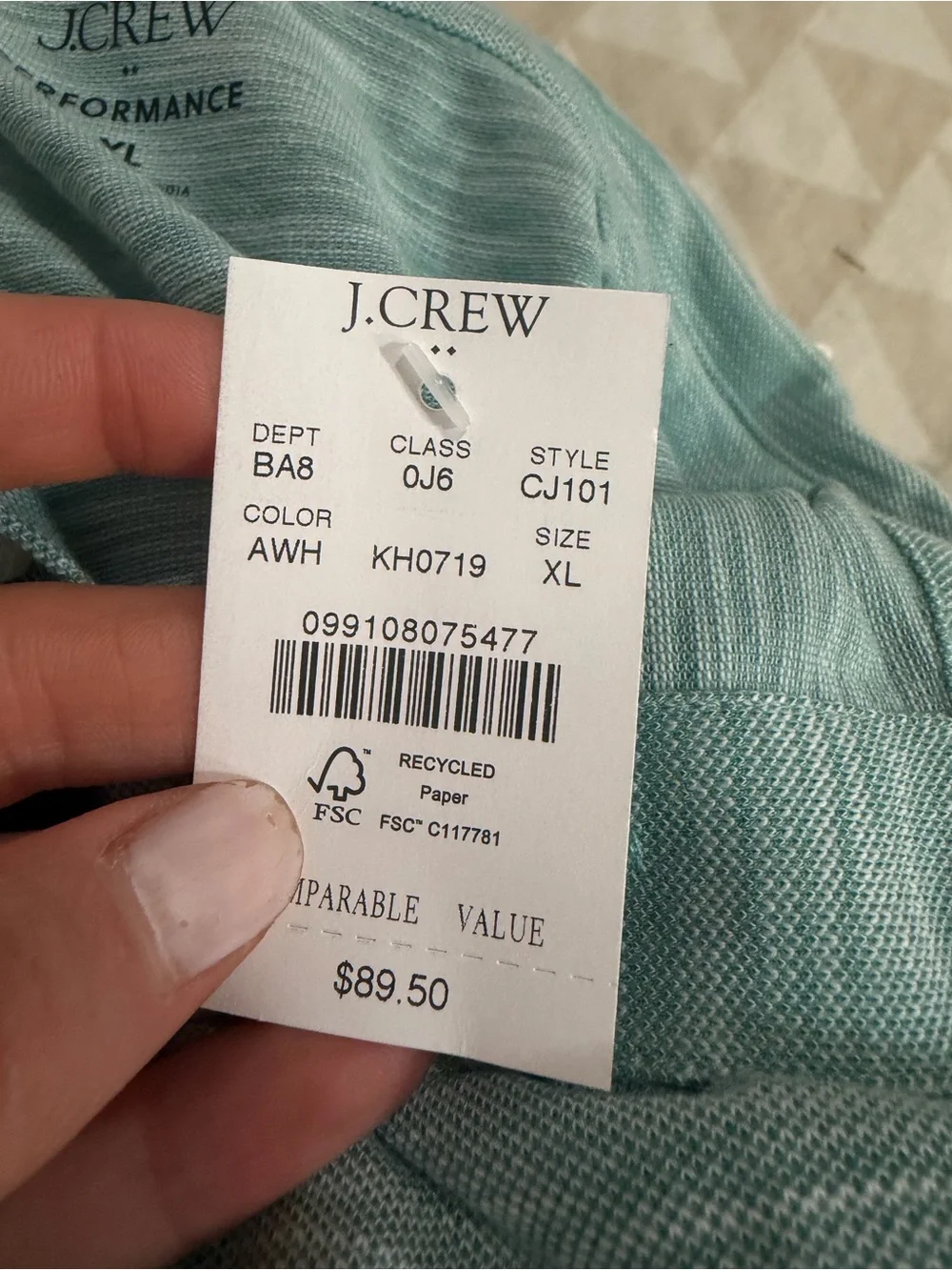 J crew Slub piqué performance polo shirt